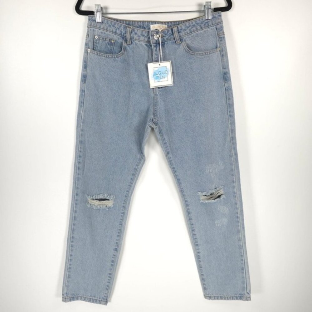 NWT CLOUD TEN Hi Rise Distressed Ripped at‎ Knees Jeans Style CP2398 Size M